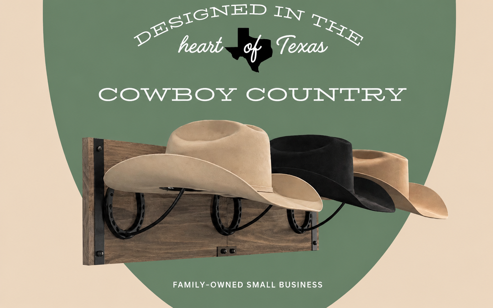 Cowboy hat rack horizontal stain view