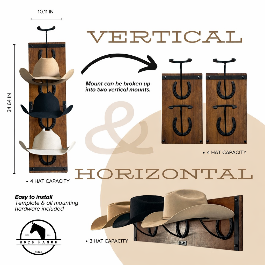 Cowboy hat rack options and customization