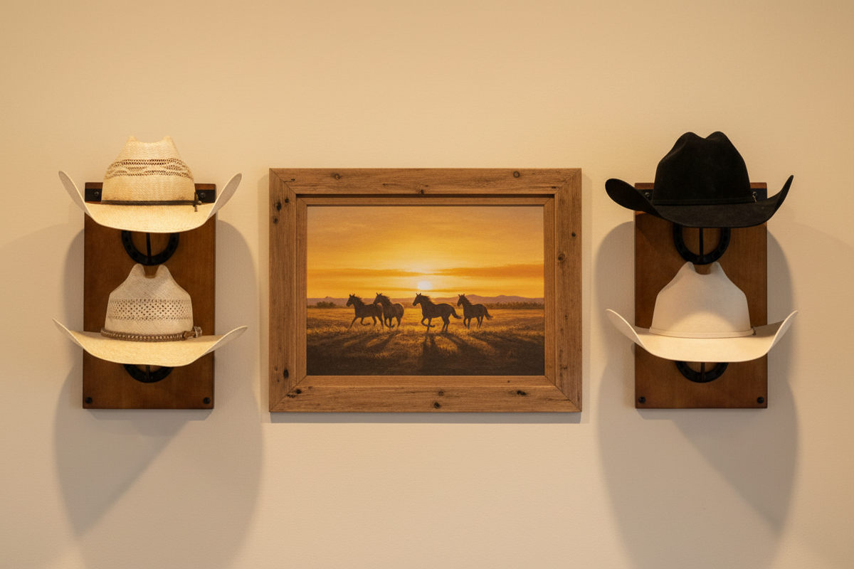 R828 Ranch Gallery Wall - Straight Hats with Painting